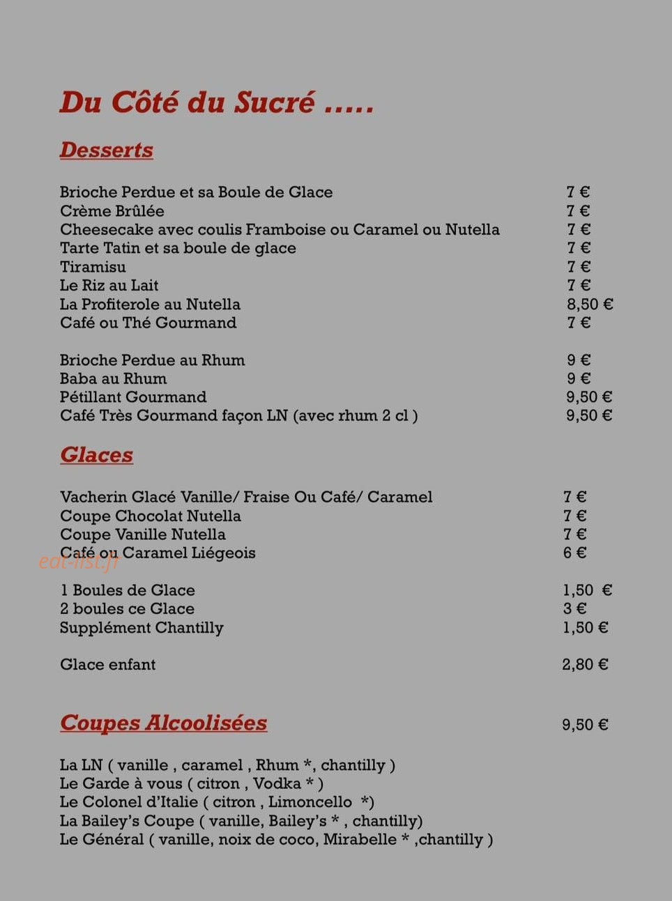 La Brasserie LN — carte page 6