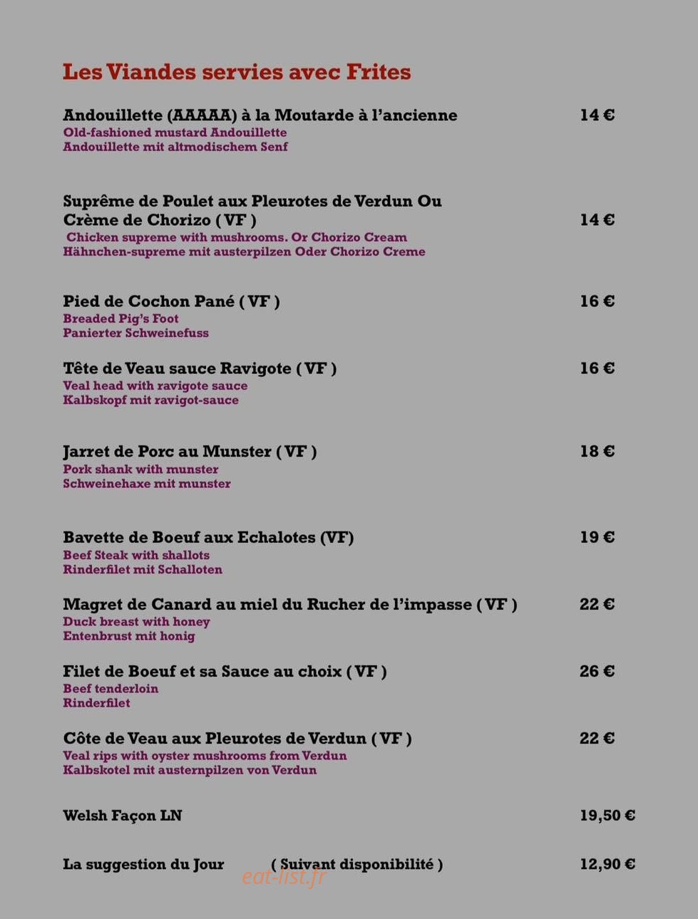 La Brasserie LN — carte page 3