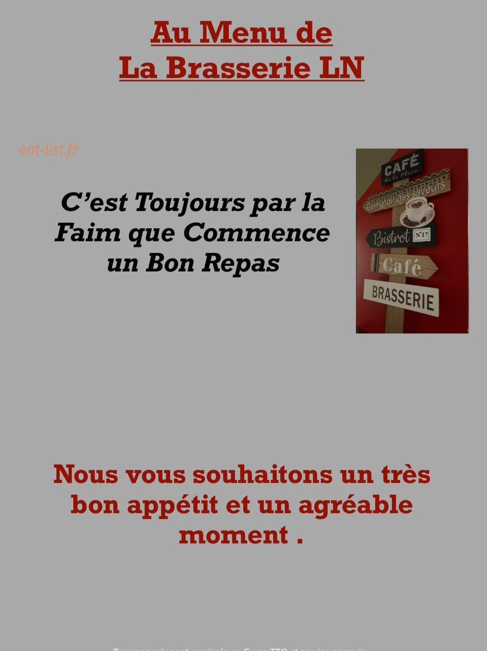 La Brasserie LN — carte page 1