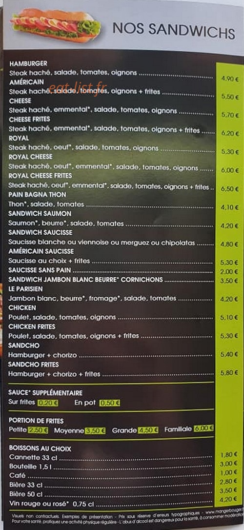 Le Chalet — carte page 1