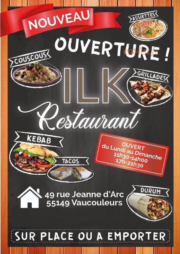 ILK Restaurant — carte page 1