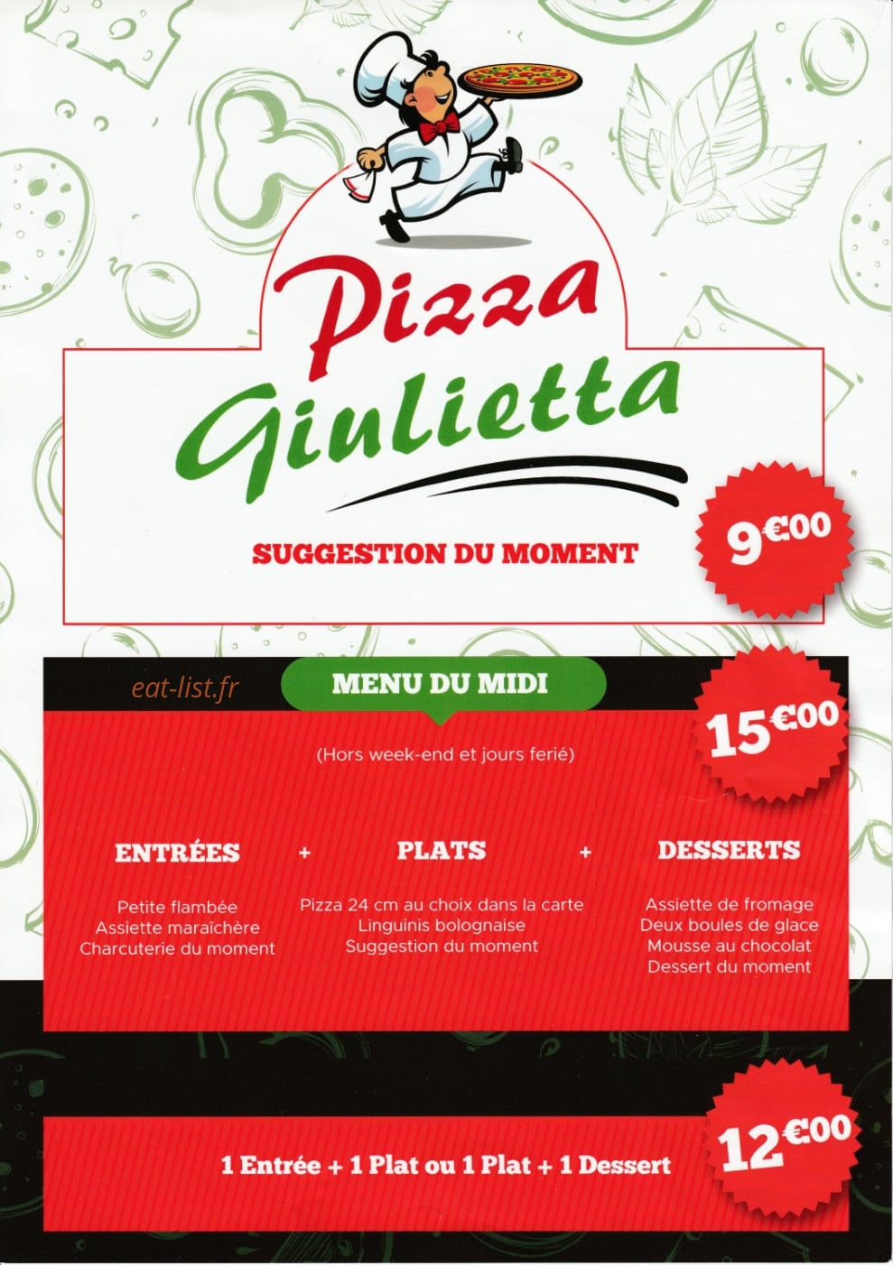 Pizza Giulietta — carte page 1