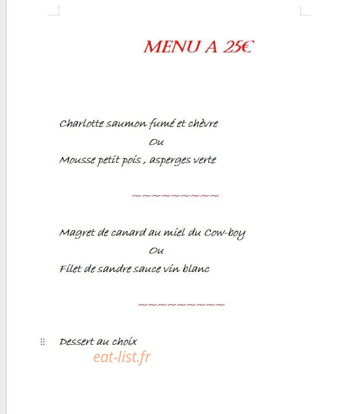 L'auberge du moulin a grains — carte page 2