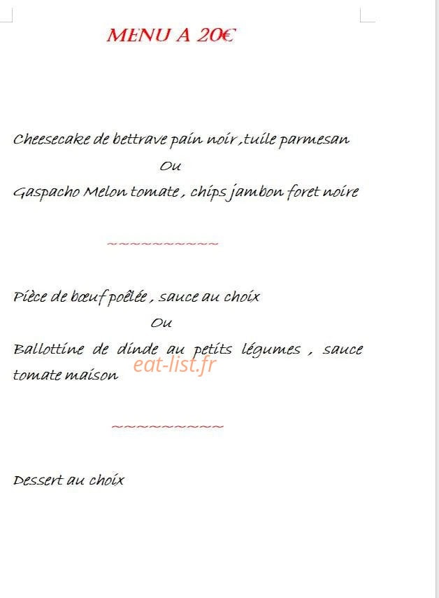 L'auberge du moulin a grains — carte page 1