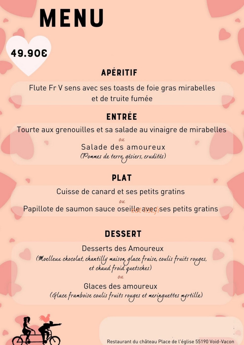 Restaurant du Château — carte page 1