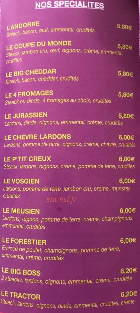 Le p'tit creux — carte page 5