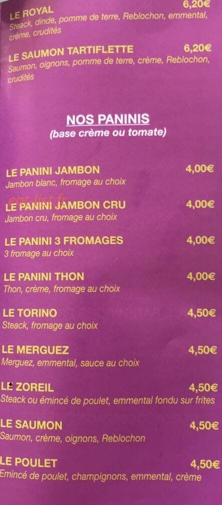 Le p'tit creux — carte page 4