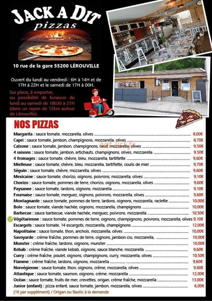 Jack a dit Pizzas — carte page 1