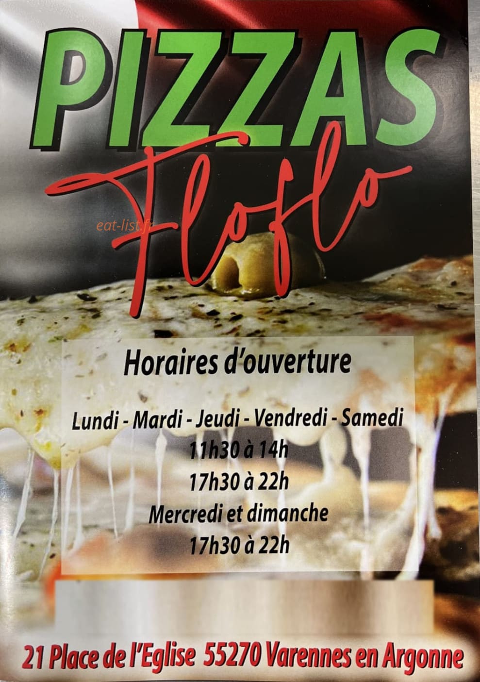 Pizza Floflo — carte page 1