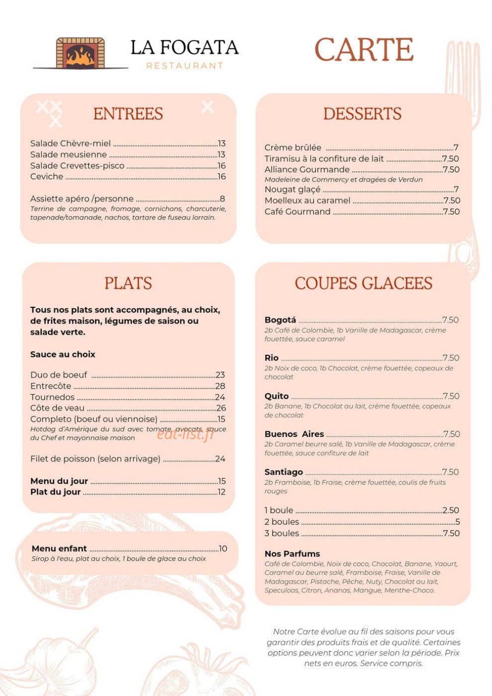 La Fogata — carte page 1