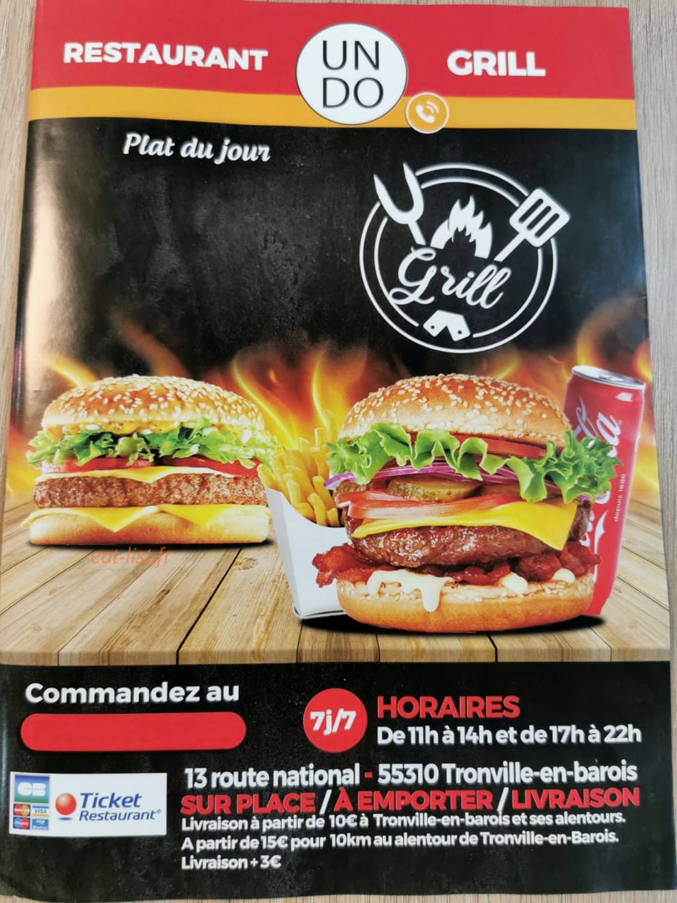 Undo Grill — carte page 1