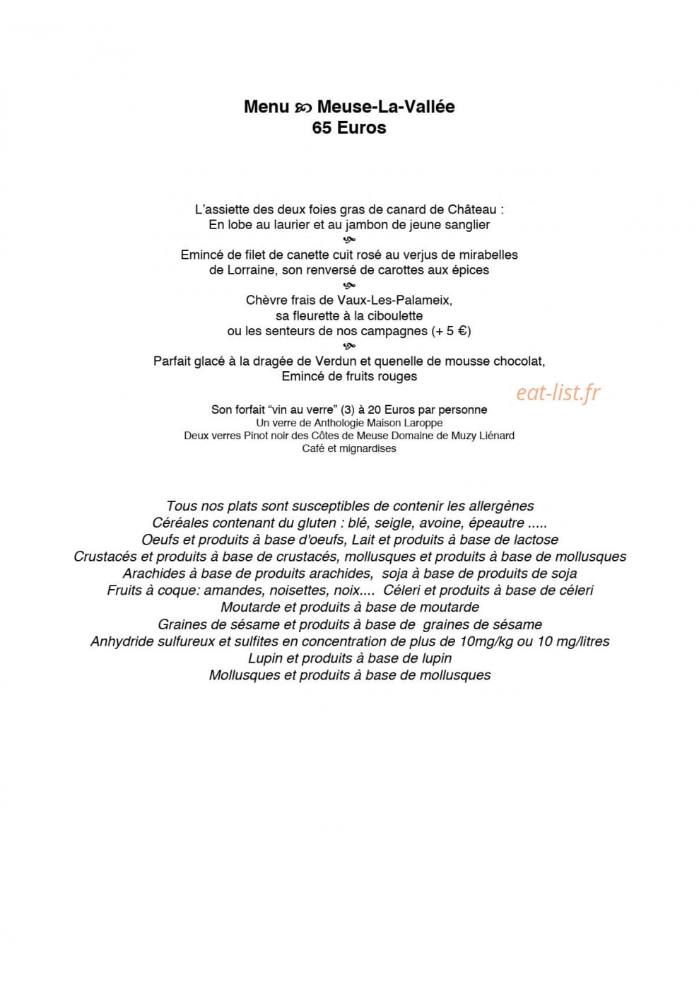 Restaurant du Château des Monthairons — carte page 4