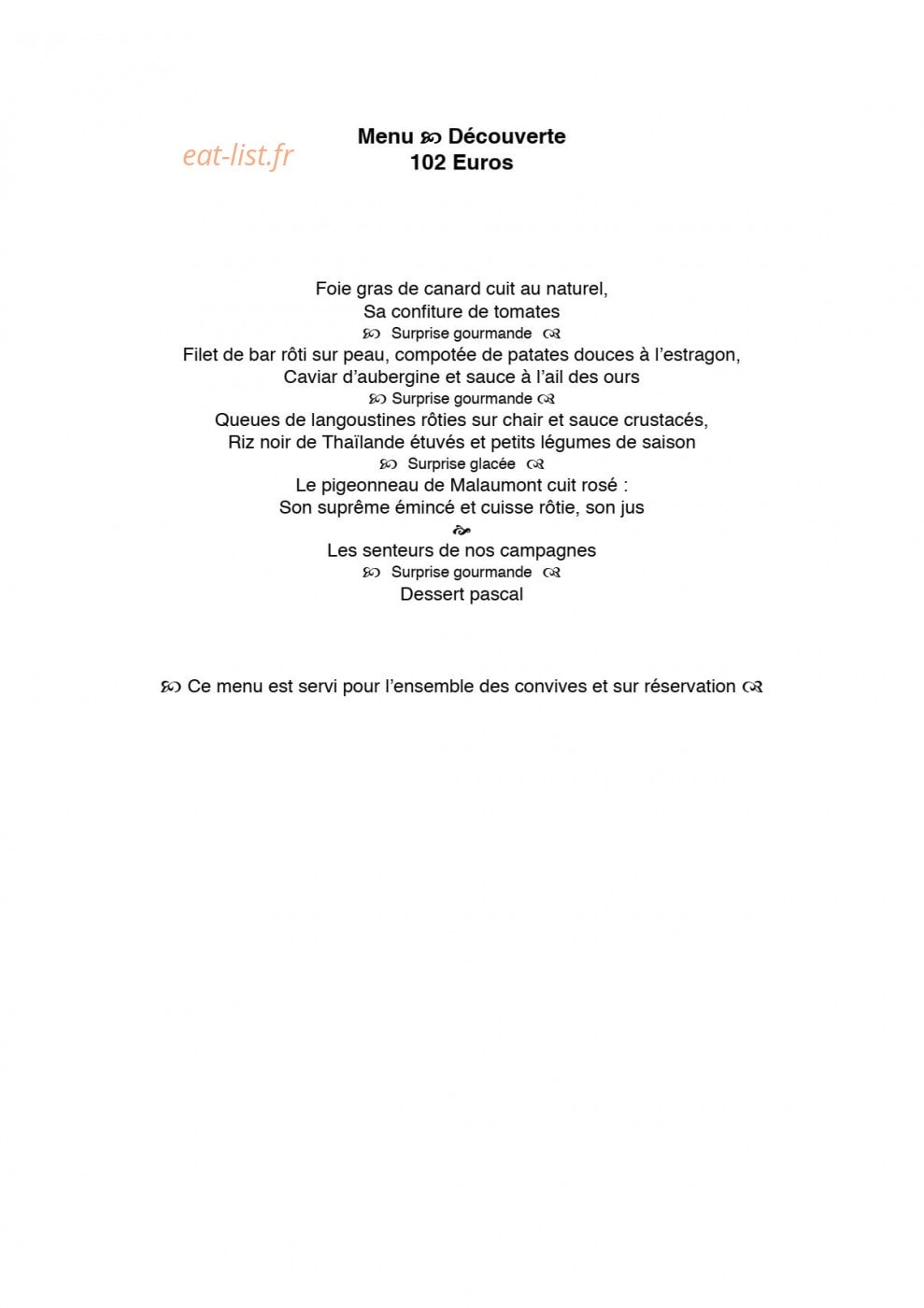 Restaurant du Château des Monthairons — carte page 3