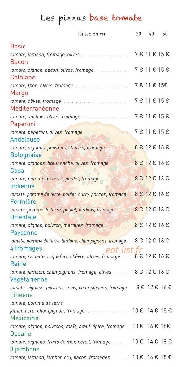 Casa Pizzas — carte page 4