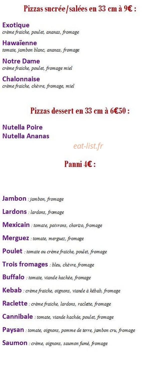Nono Pizza — carte page 2