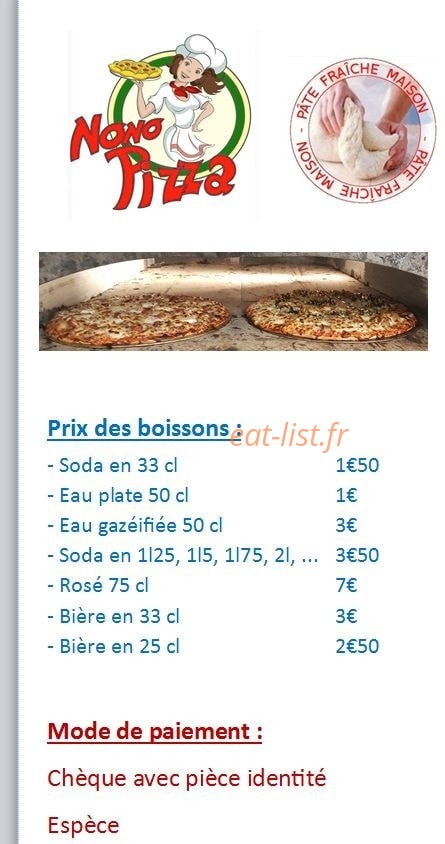 Nono Pizza — carte page 1