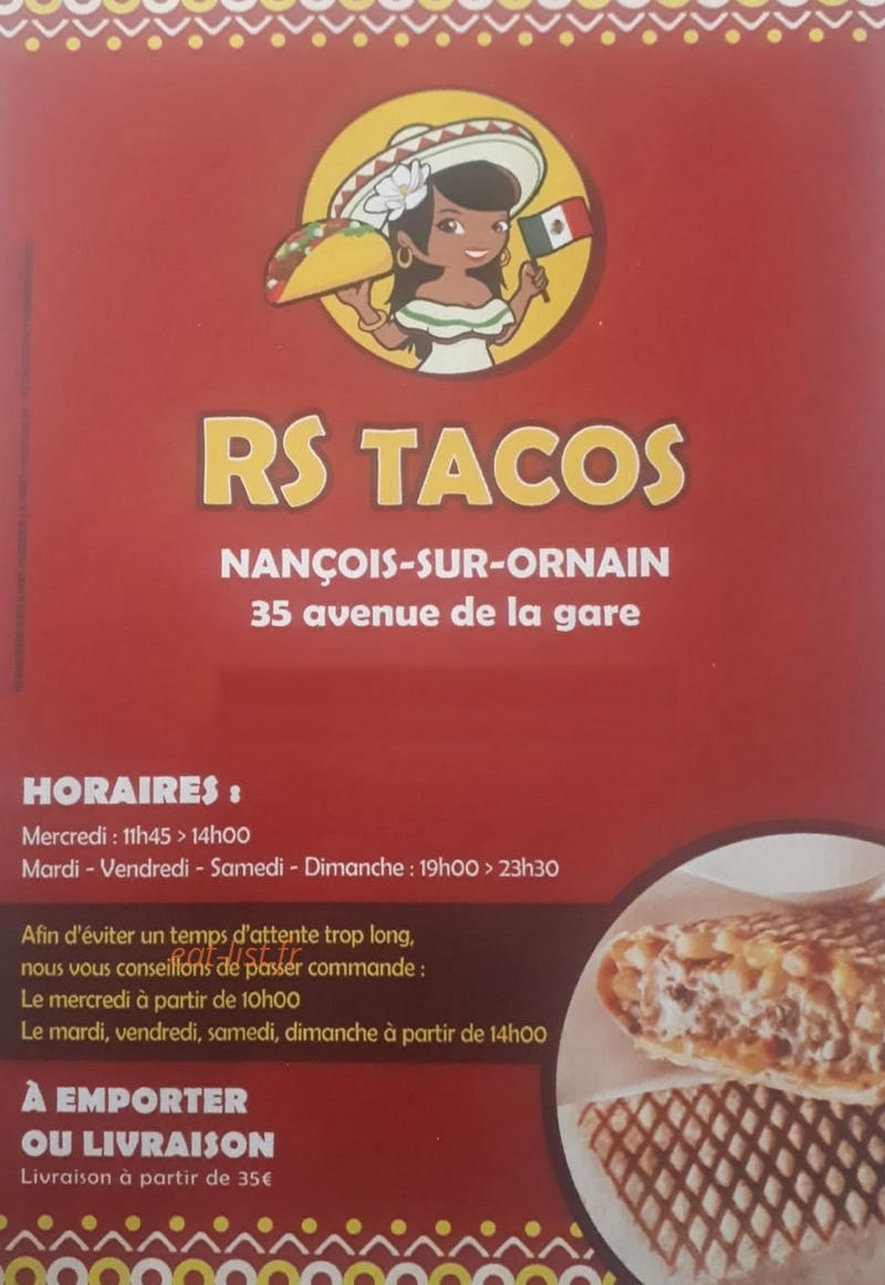 Rs Tacos — carte page 1
