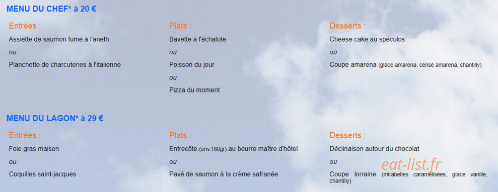 Pizzeria le lagon — carte page 1