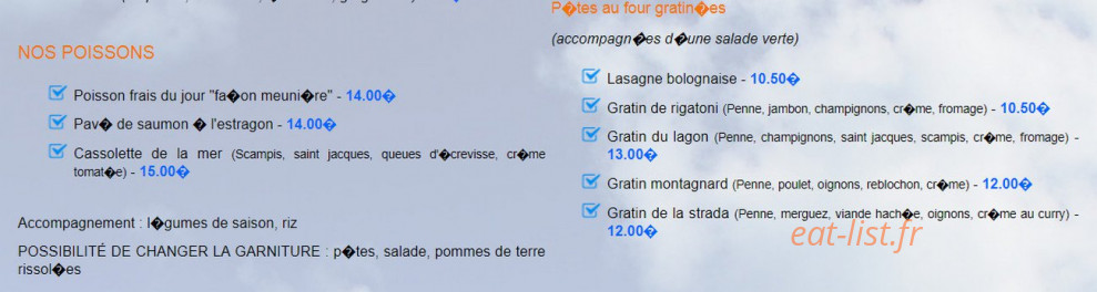 Pizzeria le lagon — carte page 5