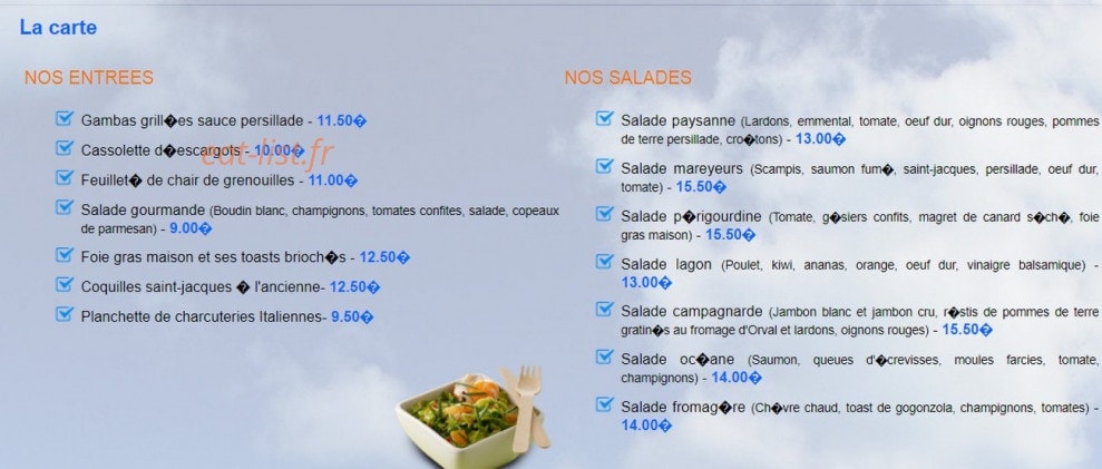 Pizzeria le lagon — carte page 3