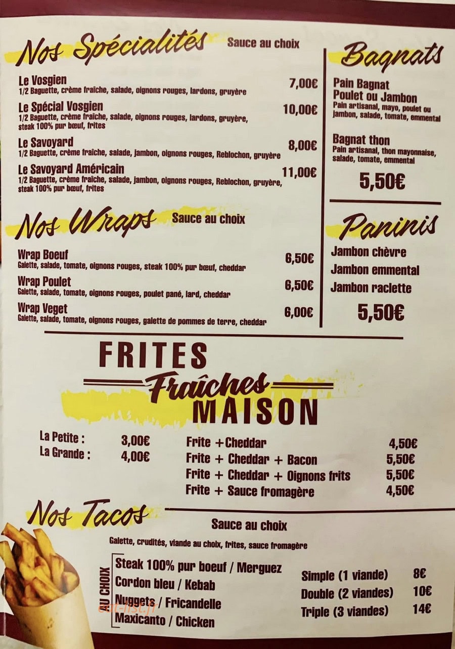 Friterie stenaisienne — carte page 3