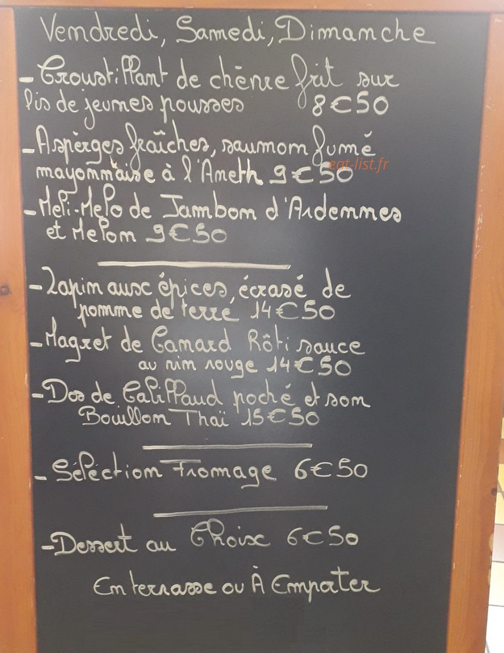 Taverne le Cygne — carte page 1