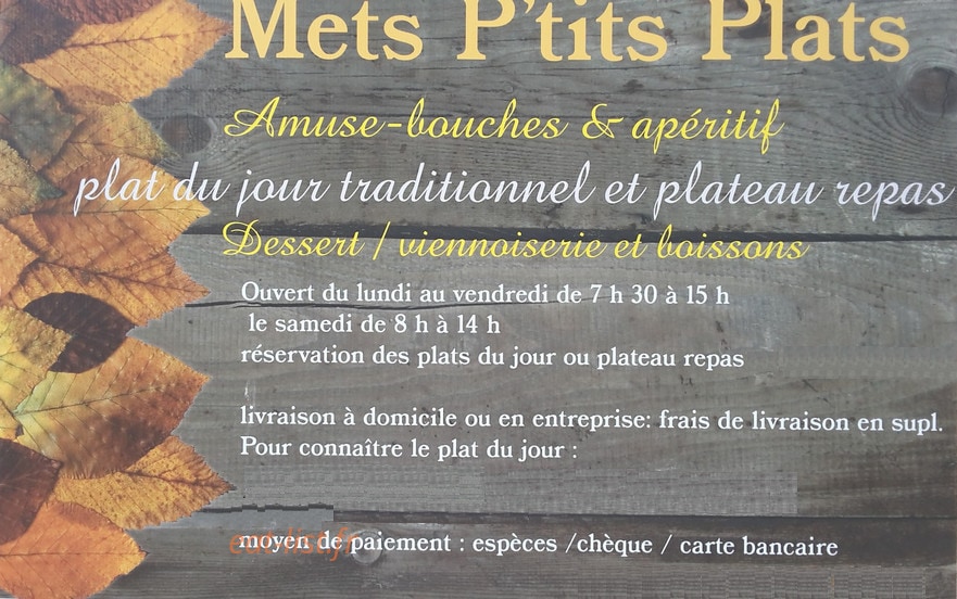 Mets P'tits Plats — carte page 1