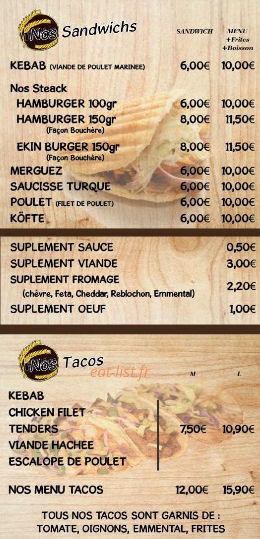 Ekin Kebab — carte page 2