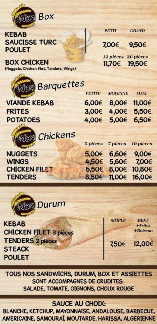 Ekin Kebab — carte page 3