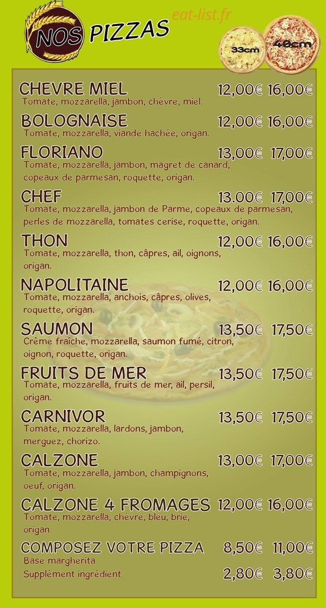 Carte et menu de Ekin Pizza à Thierville sur Meuse — Les pizzas suite