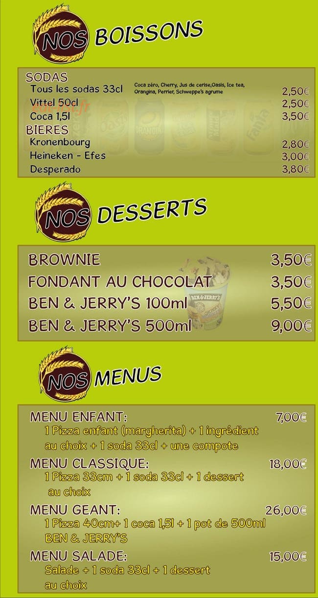 Ekin Pizza — carte page 5