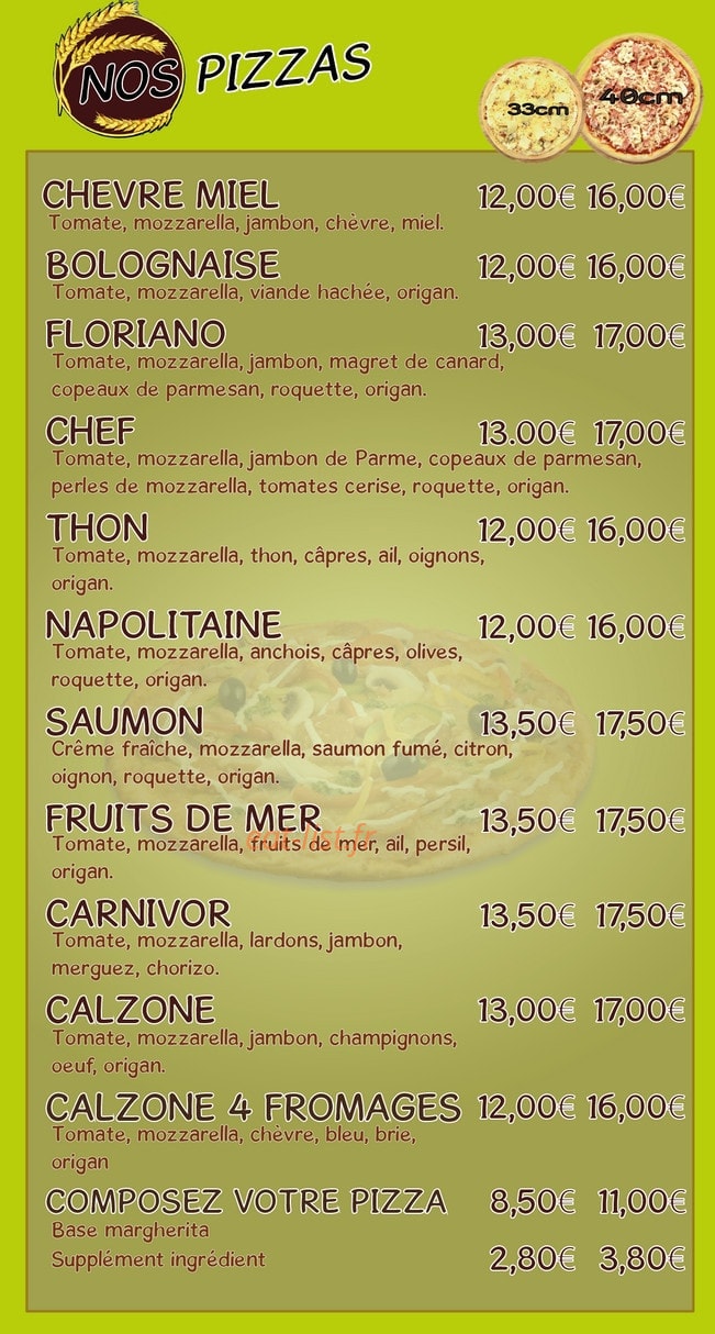Ekin Pizza — carte page 3