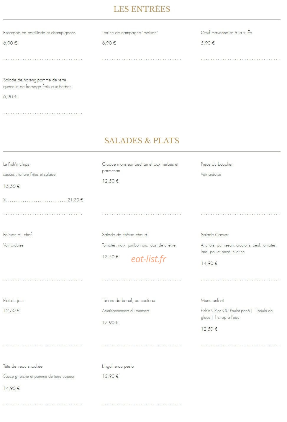 Bistro Le Châtelet — carte page 2