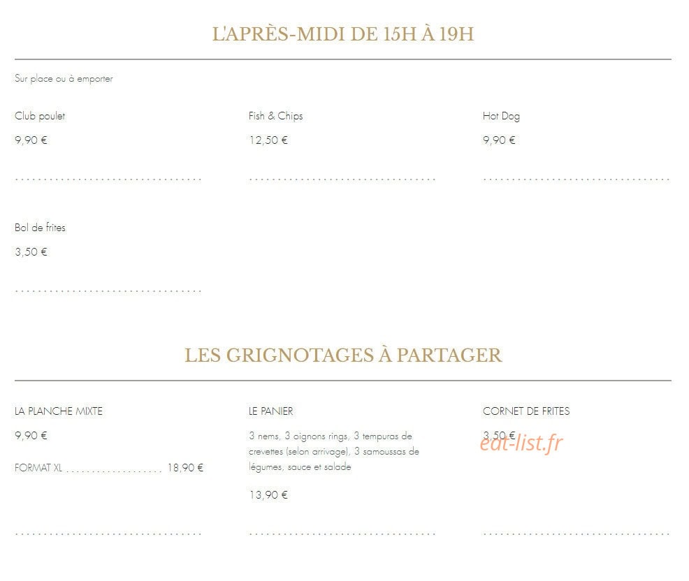 Bistro Le Châtelet — carte page 1