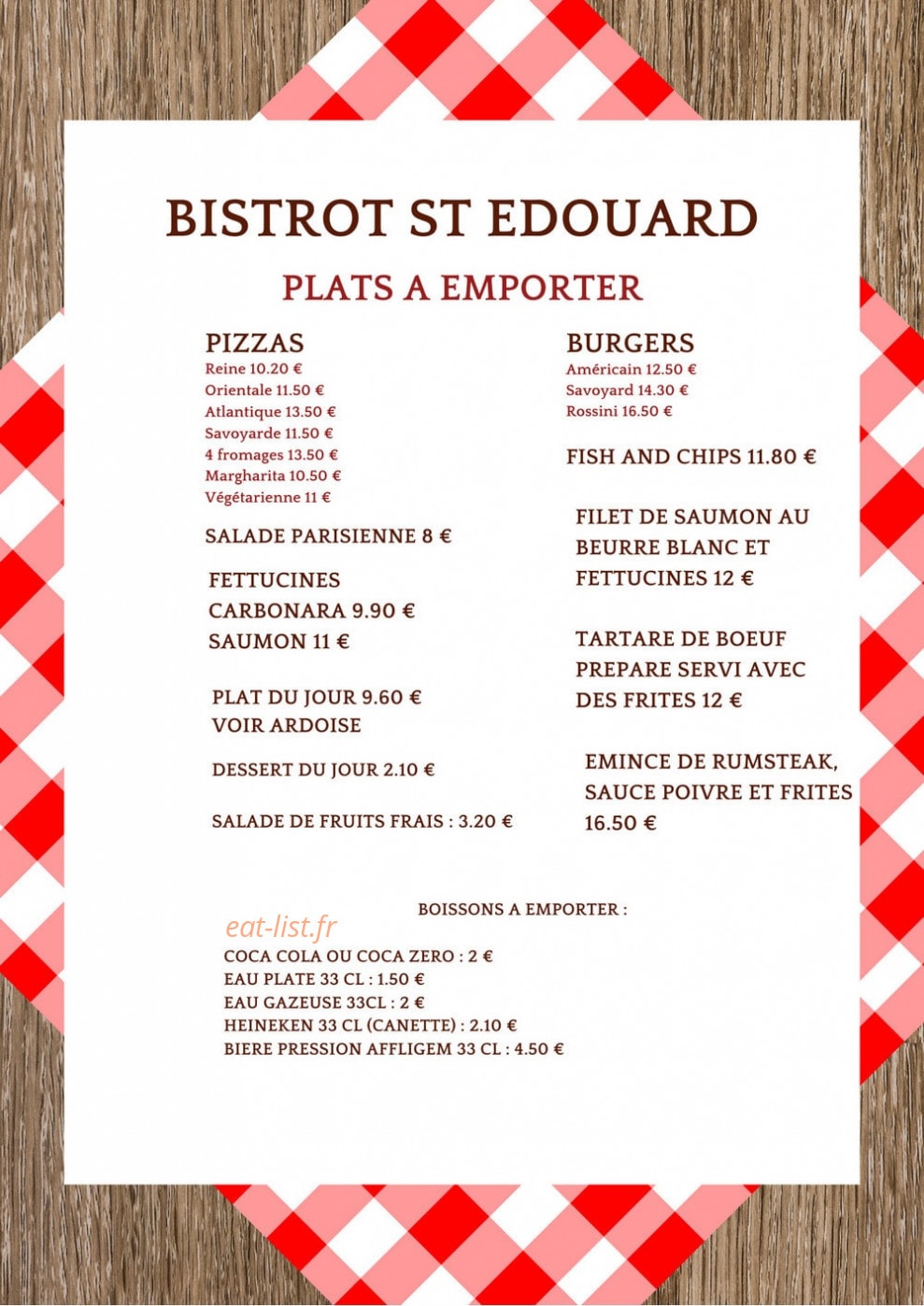 Bistrot St Edouard — carte page 1