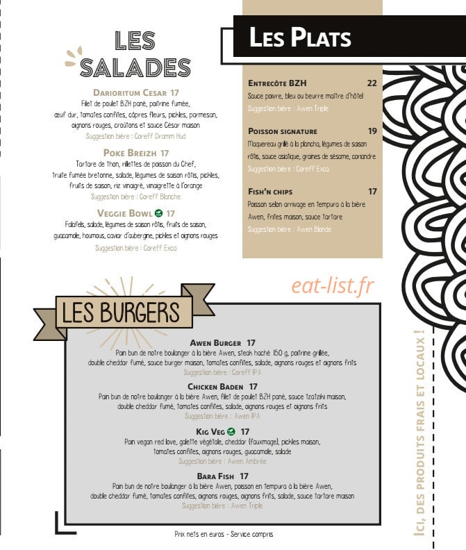 Brasserie Awen — carte page 3