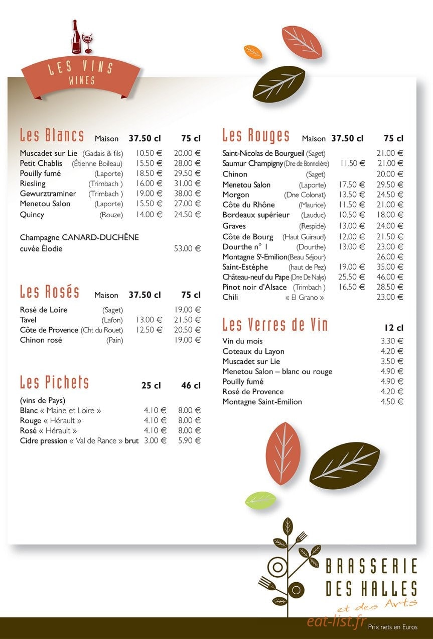 Brasserie des halles — carte page 5