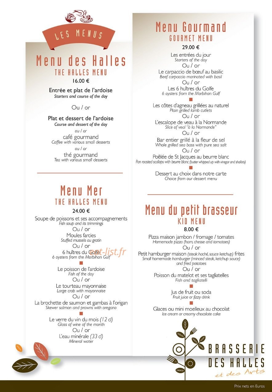 Brasserie des halles — carte page 3