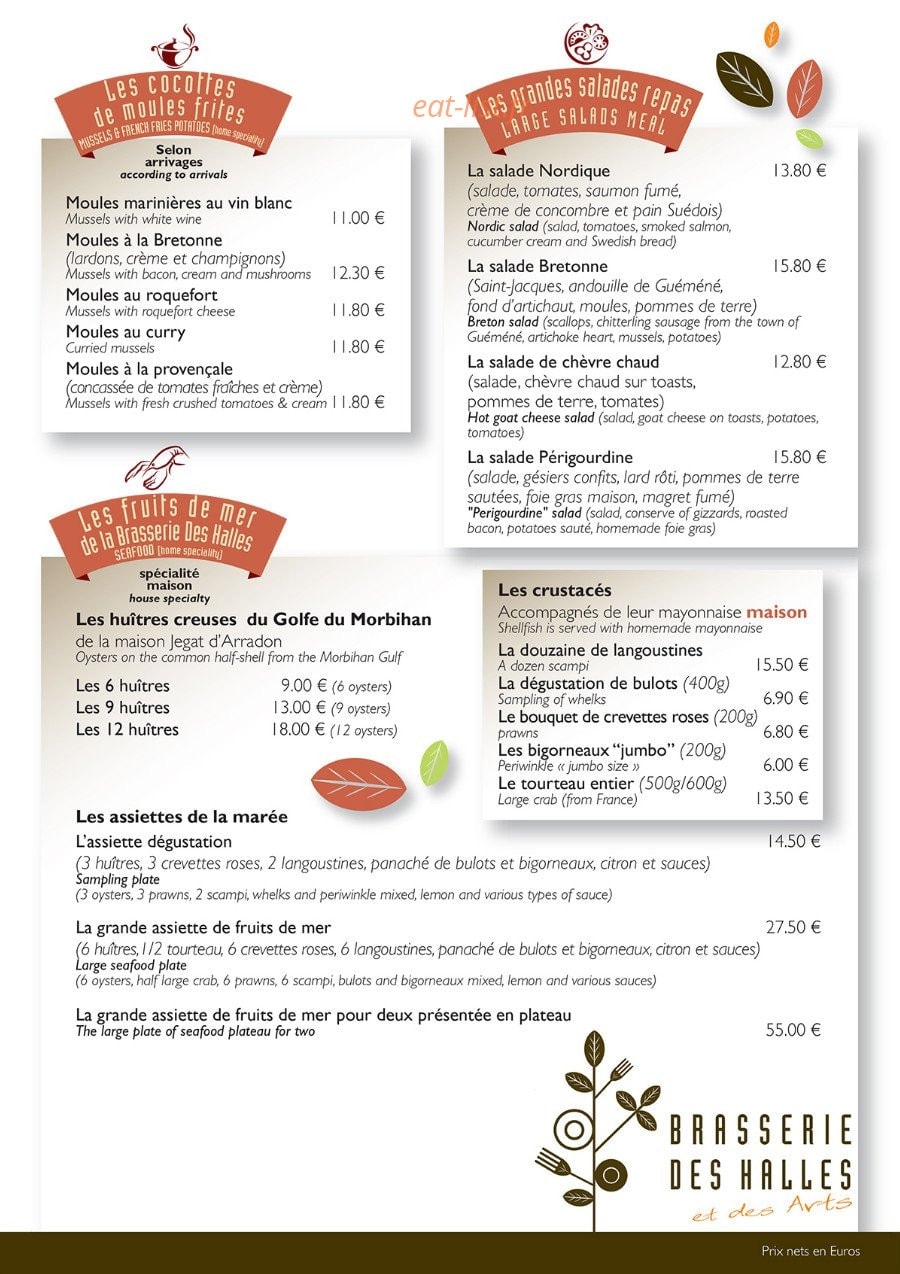 Brasserie des halles — carte page 2