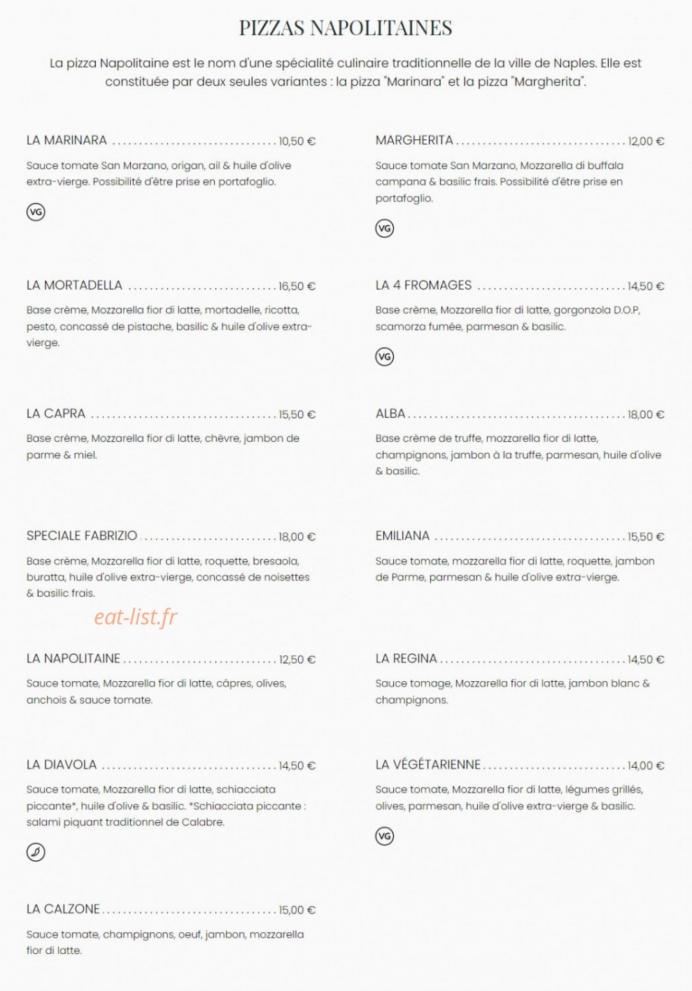 Chez Fabrizio — carte page 2
