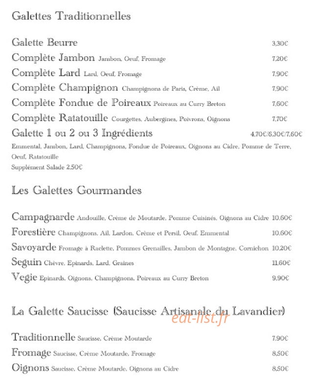 Chez Fogg’s — carte page 1