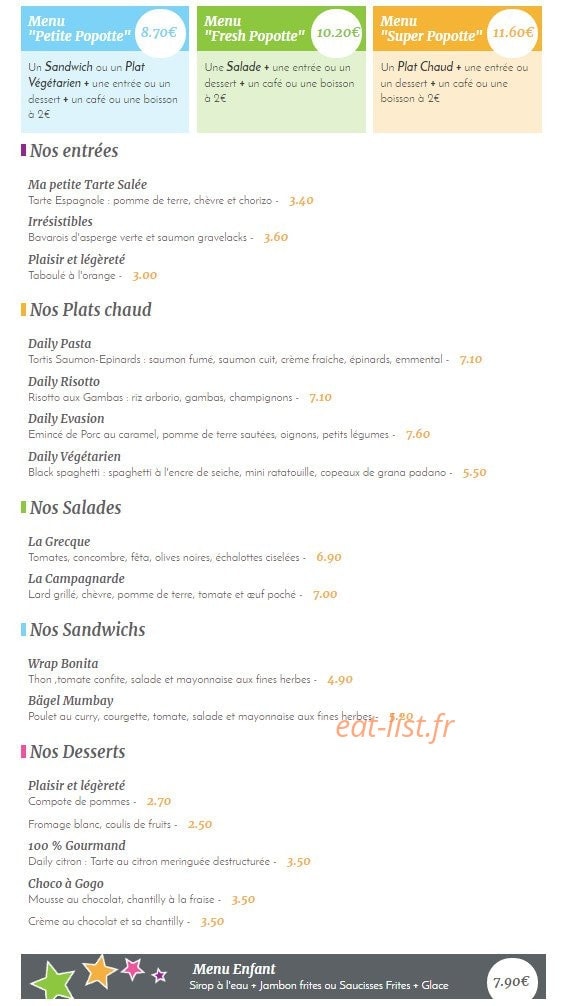 Daily gourmand — carte page 1