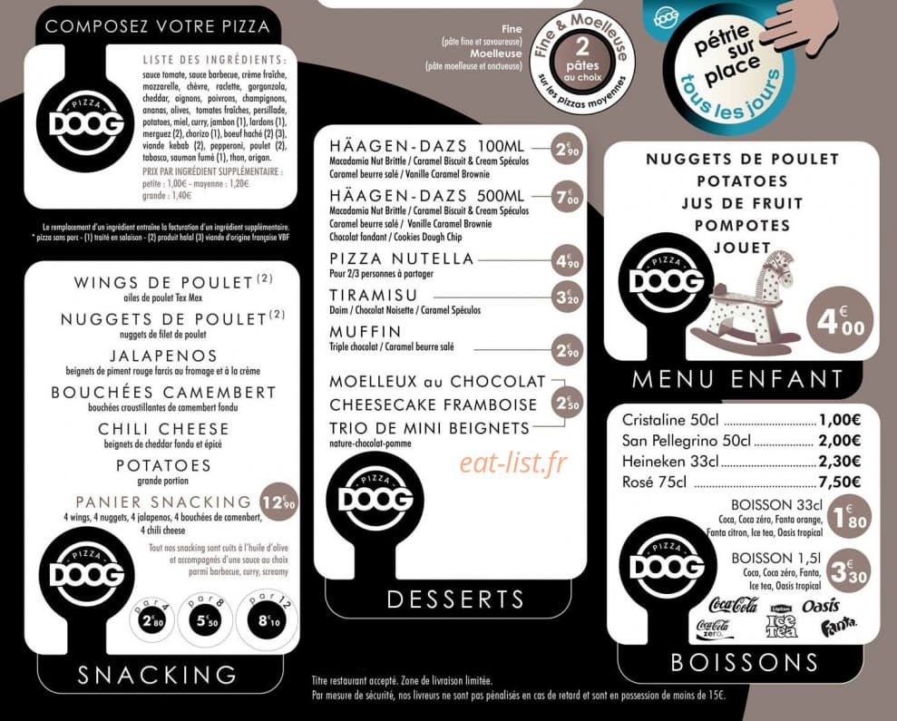 Doog Pizza — carte page 2
