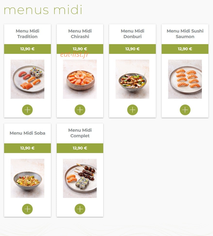 Eat sushi — carte page 1