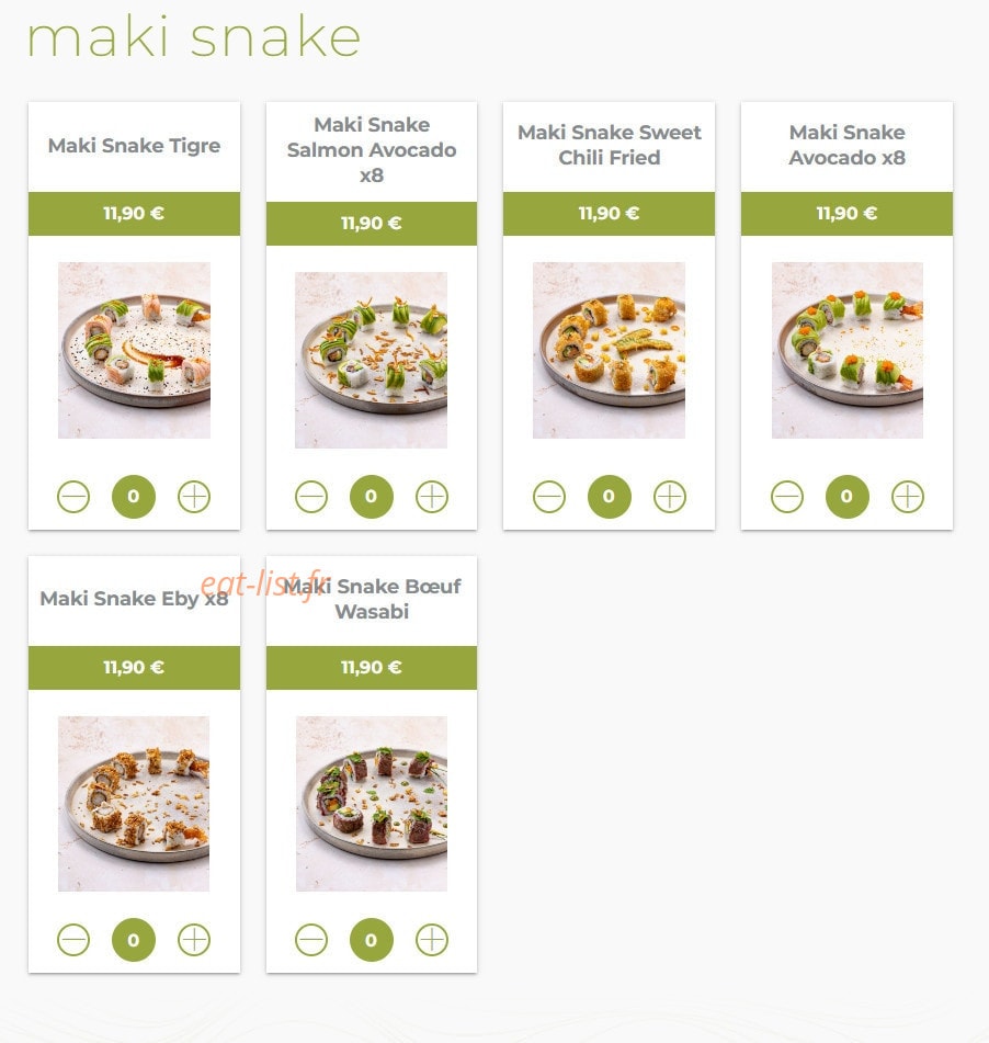Eat sushi — carte page 14