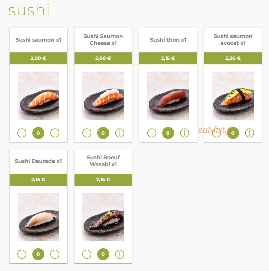 Eat sushi — carte page 7
