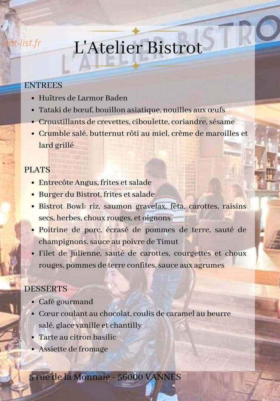 L'Atelier Bistrot — carte page 1