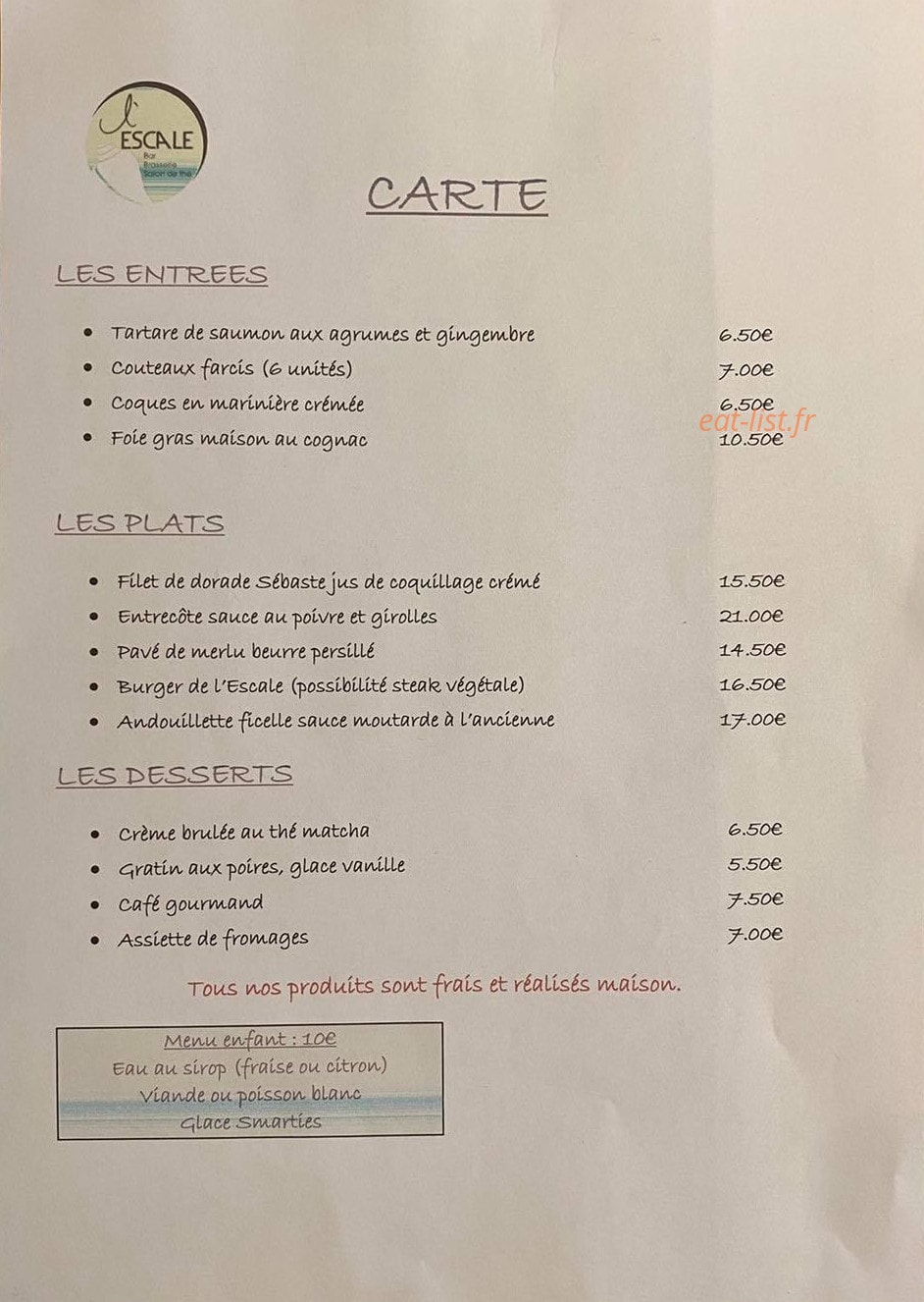 L'Escale — carte page 1