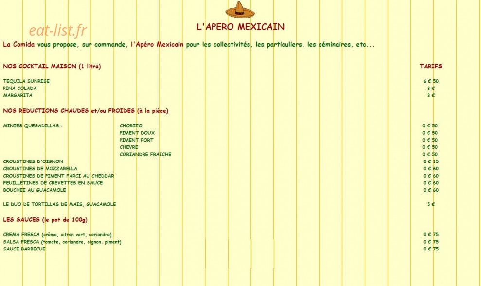 La comida — carte page 3