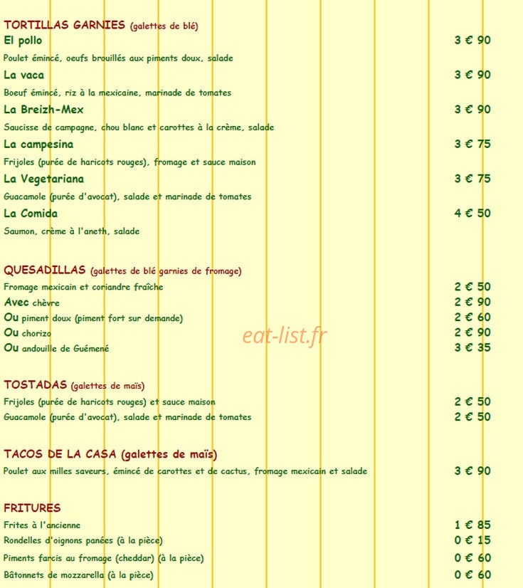 La comida — carte page 1